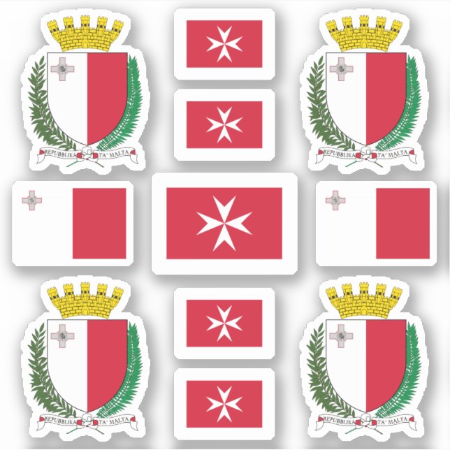 Maltese state symbols / coat of arms and flag sticker (Front)
