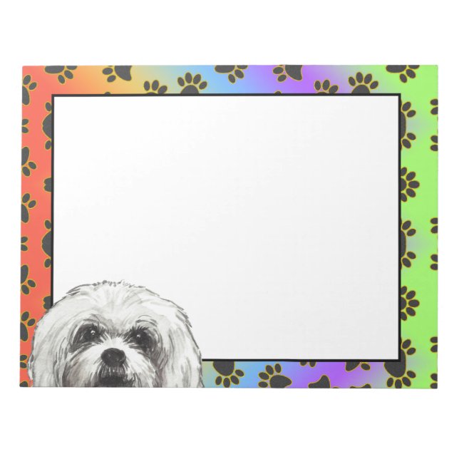 Maltese Terrier Dog paw pattern Notepad (Front)