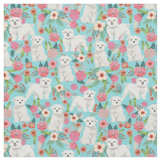 maltese vintage florals mint fabric