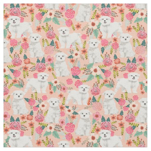 maltese vintage florals peach fabric