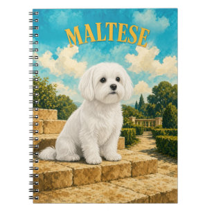 Maltese, Vintage Watercolor Dog Art Notebook