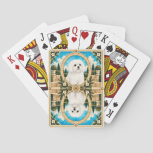 Maltese, Vintage Watercolor Dog Art Poker Cards