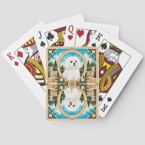 Maltese, Vintage Watercolor Dog Art Poker Cards