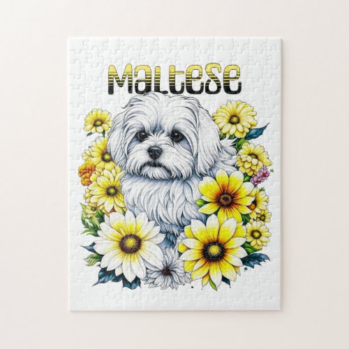 Maltese Watercolor Ai Art for Dog Owners Jigsaw Puzzle