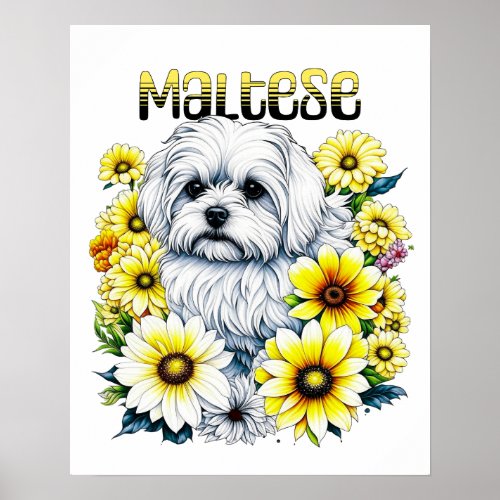 Maltese Watercolor Ai Art for Dog Owners Poster