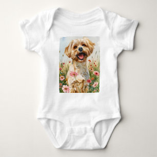 Maltese Watercolor Baby Bodysuit