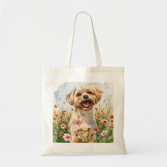 Maltese Watercolor Tote Bag (Front)