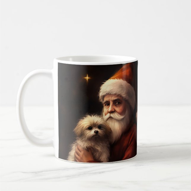Maltese With Santa Claus Festive Christmas  Coffee Mug (Left)
