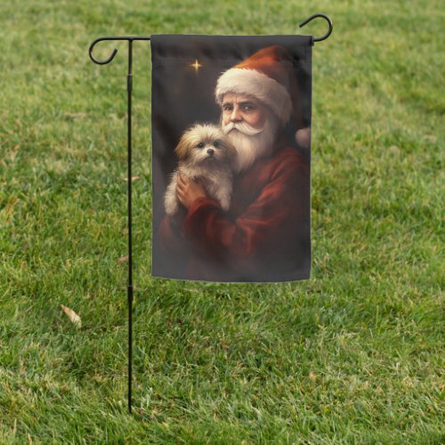 Maltese With Santa Claus Festive Christmas  Garden Flag