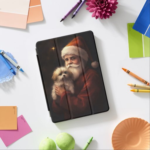 Maltese With Santa Claus Festive Christmas  iPad Air Cover