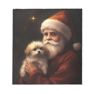 Maltese With Santa Claus Festive Christmas Notepad