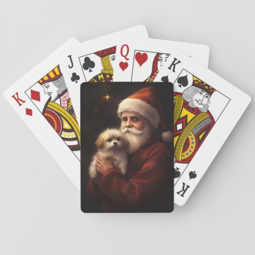 Maltese With Santa Claus Festive Christmas  Poker Cards