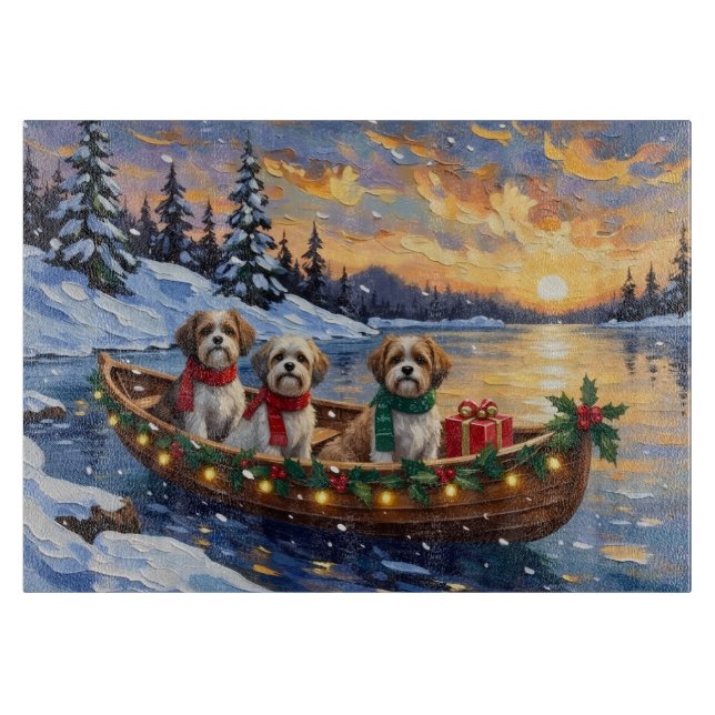 Malti Tzu Christmas Boat Holiday Cutting Board (Front)