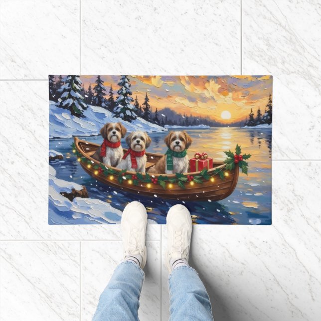Malti Tzu Christmas Boat Holiday Doormat (Indoor)