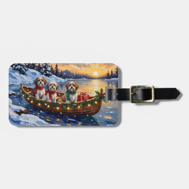 Malti Tzu Christmas Boat Holiday Luggage Tag (Front Horizontal)