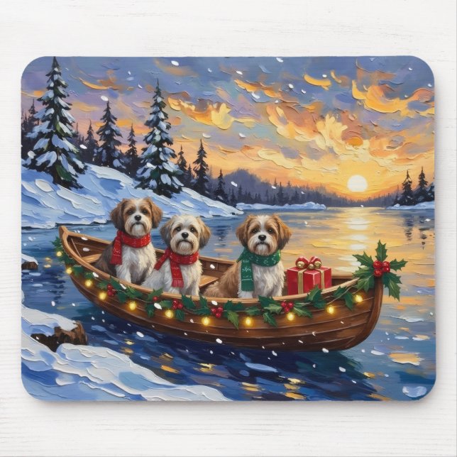 Malti Tzu Christmas Boat Holiday Mouse Pad (Front)