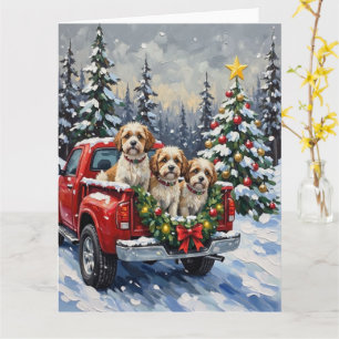Malti-Tzu Christmas Red Truck Holiday Card