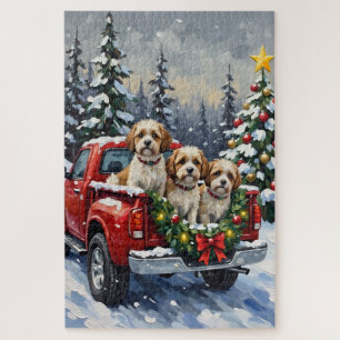 Malti-Tzu Christmas Red Truck Holiday Jigsaw Puzzle