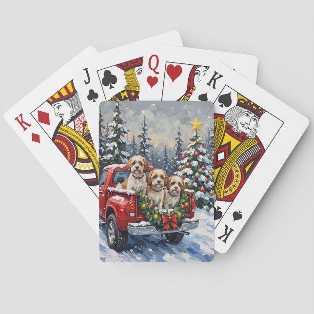 Malti-Tzu Christmas Red Truck Holiday Poker Cards (Back)