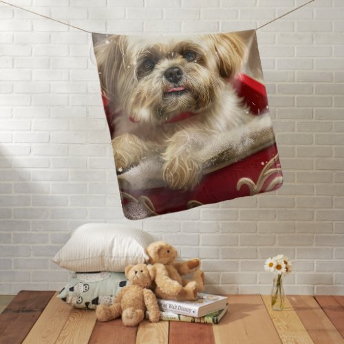 Malti Tzu Dog Christmas Festive Baby Blanket