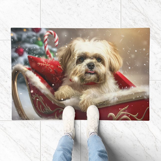 Malti Tzu Dog Christmas Festive Doormat (Indoor)