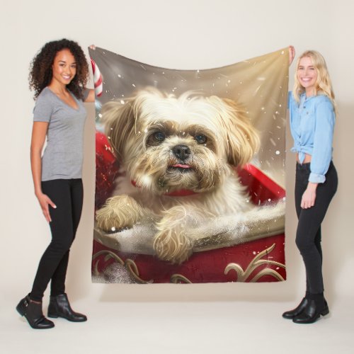 Malti Tzu Dog Christmas Festive Fleece Blanket
