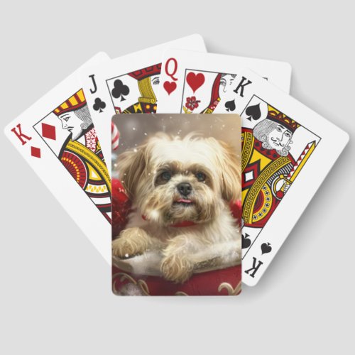 Malti Tzu Dog Christmas Festive Pinochle Cards