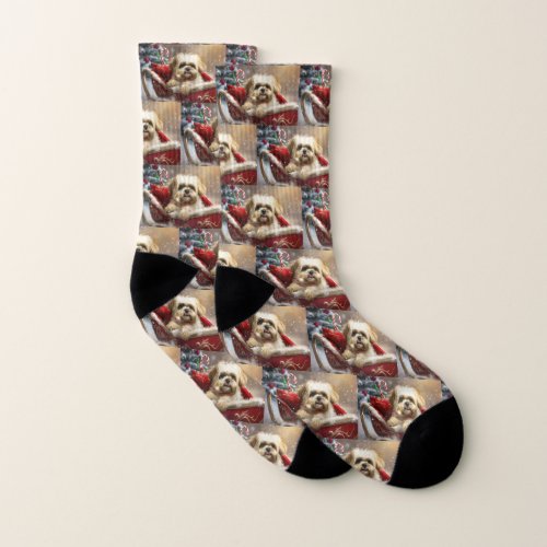 Malti Tzu Dog Christmas Festive Socks