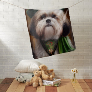 Malti Tzu Dog in St. Patrick's Day Dress Baby Blanket