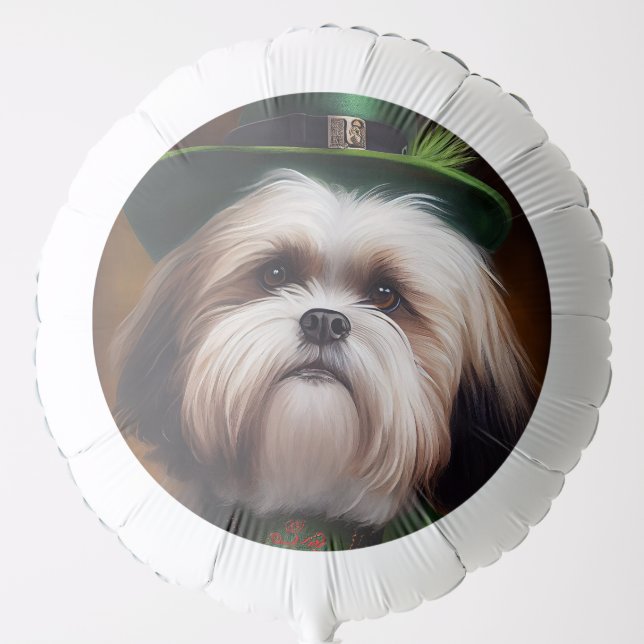 Malti Tzu Dog in St. Patrick's Day Dress Balloon (Front)
