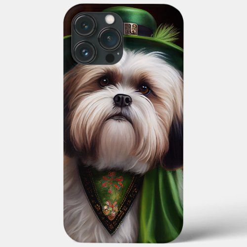 Malti Tzu Dog in St Patricks Day Dress iPhone 13 Pro Max Case