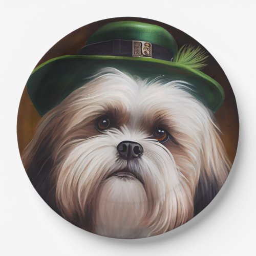 Malti Tzu Dog in St Patricks Day Dress Paper Plates