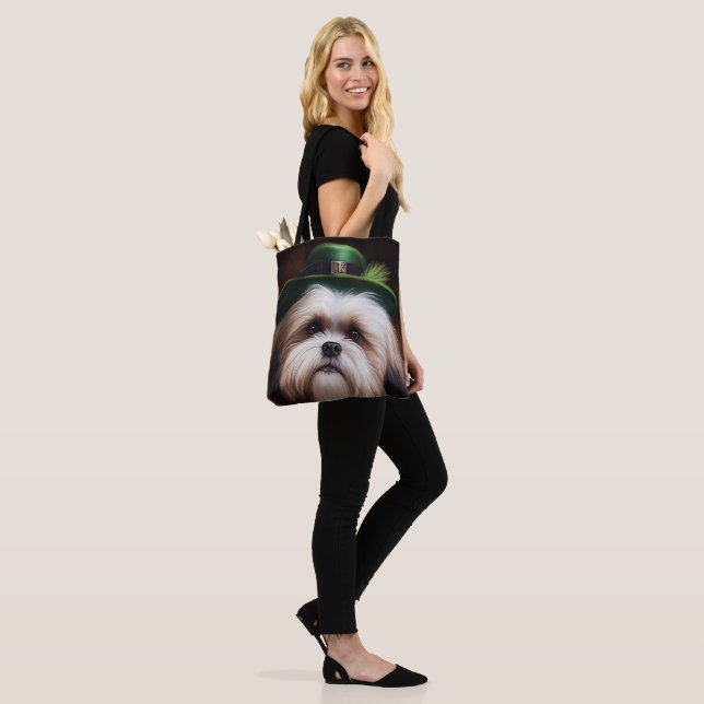 Malti Tzu Dog in St. Patrick's Day Dress Tote Bag (On Model)