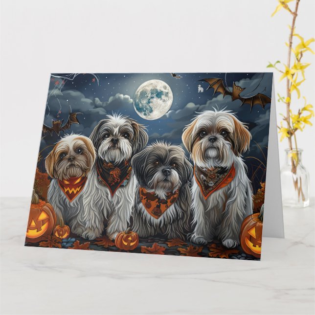 Malti Tzu Halloween Spooky Card (Yellow Flower)