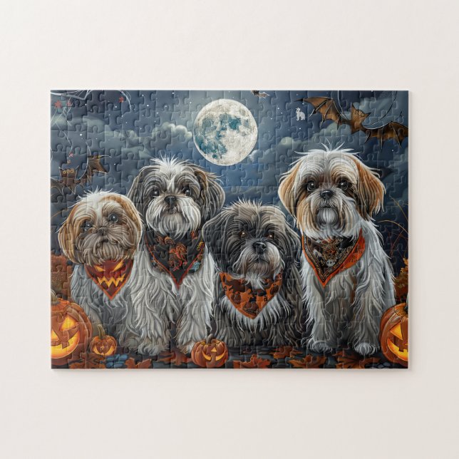 Malti Tzu Halloween Spooky Jigsaw Puzzle (Horizontal)
