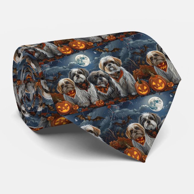 Malti Tzu Halloween Spooky Neck Tie (Rolled)