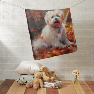 Malti Tzu in Autumn Leaves Fall Inspire Baby Blanket