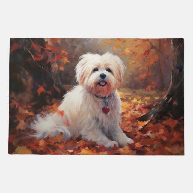Malti Tzu in Autumn Leaves Fall Inspire Doormat (Front)