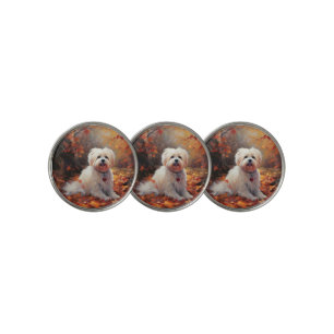 Malti Tzu in Autumn Leaves Fall Inspire Golf Ball Marker