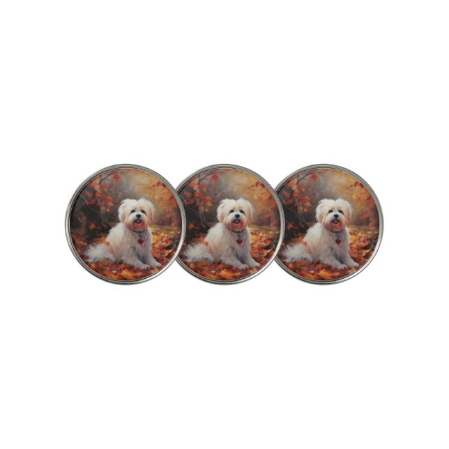 Malti Tzu in Autumn Leaves Fall Inspire Golf Ball Marker (3 Up)