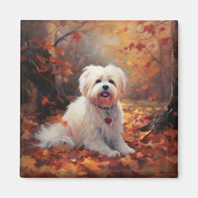 Malti Tzu in Autumn Leaves Fall Inspire Magnet (Front)
