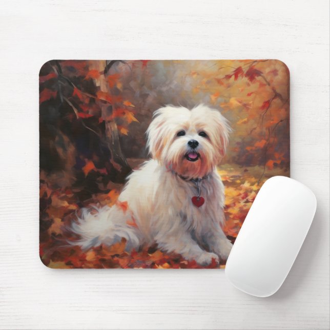 Malti Tzu in Autumn Leaves Fall Inspire Mouse Pad (With Mouse)