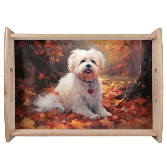 Malti Tzu in Autumn Leaves Fall Inspire Serving Tray (Front)