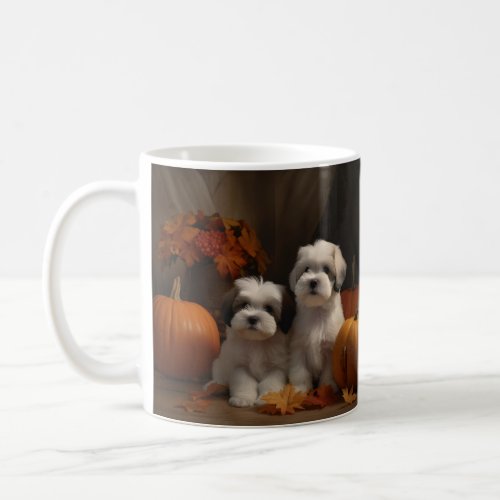 Malti tzu Puppy Autumn Delight Pumpkin Coffee Mug