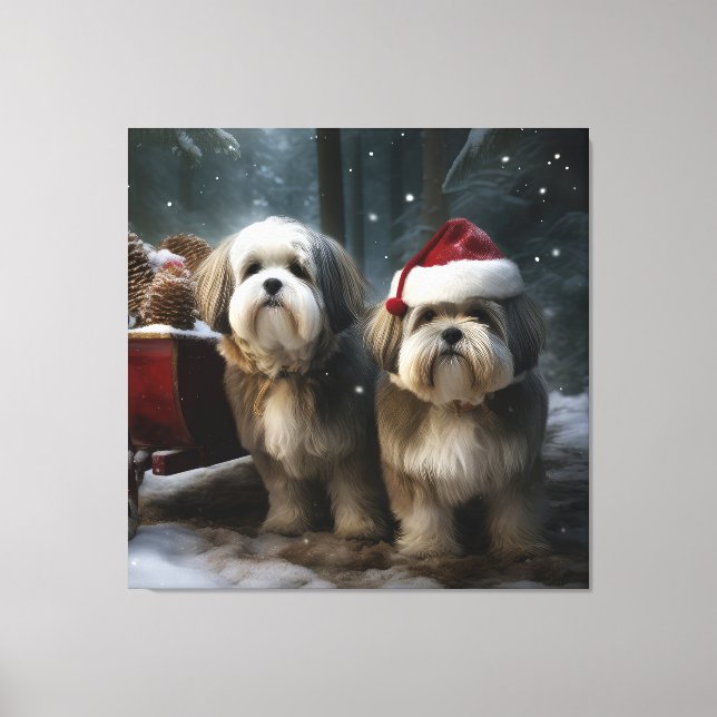 Malti tzu Snowy Sleigh Christmas Decor  (Front)