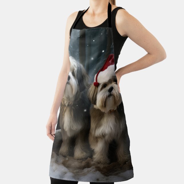 Malti tzu Snowy Sleigh Christmas Decor  Apron (Insitu)
