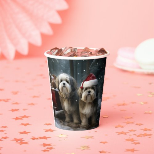 Malti tzu Snowy Sleigh Christmas Decor  Paper Cups