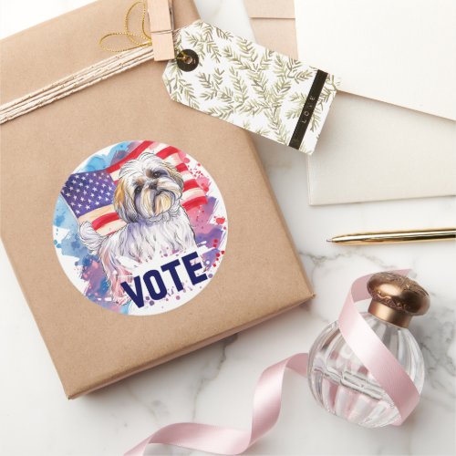 Malti Tzu US Elections Vote for Paws_itive Change  Classic Round Sticker