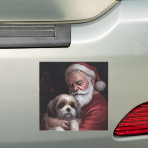 Malti Tzu With Santa Claus Festive Christmas Car Magnet