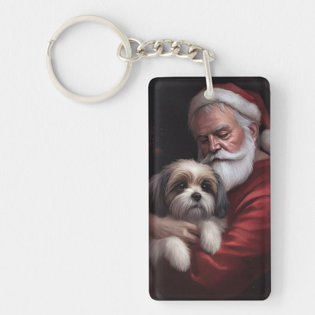 Malti Tzu With Santa Claus Festive Christmas Keychain (Front)